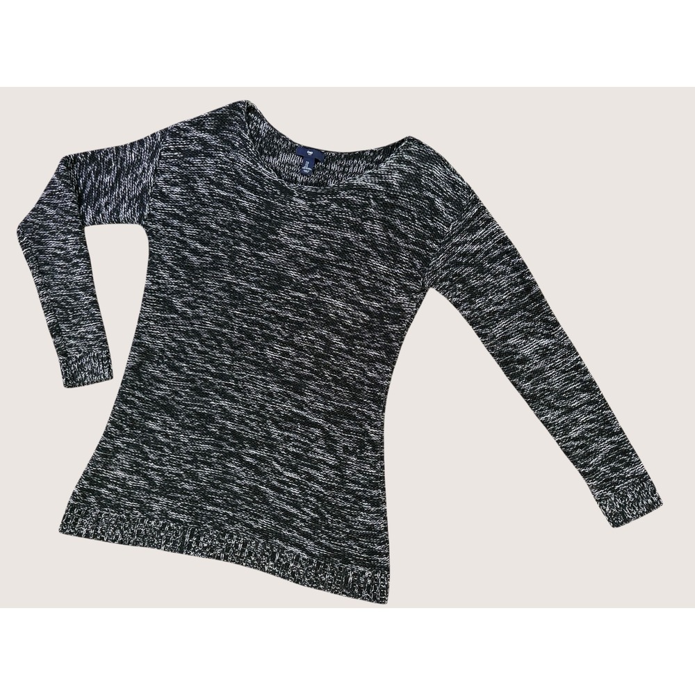 Gap Black & White Marled Knit Sweater Large